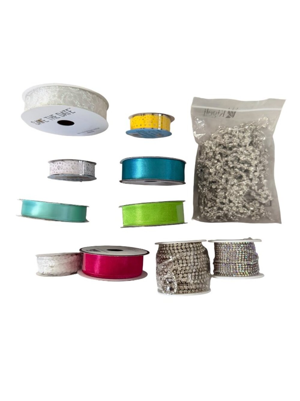 Craft Ribbon Lot Rhinestone Trim Organza Satin Assorted Colors Wedding DIY Suppl